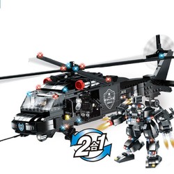 沃马新款儿童积木玩具4合1霹雳火武装直升机-10 C0529 *2件