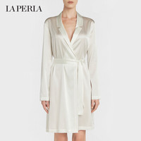 LA PERLA奢侈品女装睡袍SILK REWARD系列 时尚舒适蚕丝睡袍 A010白色 2/M