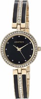 Armitron 女式 75/5608BKGP 施华洛世奇水晶点缀金色和黑色手镯手表