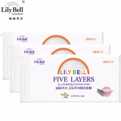 丽丽贝尔(LilyBell)化妆棉五省水 独立五层 五层多功能化妆棉100片*3包(共300片) *6件