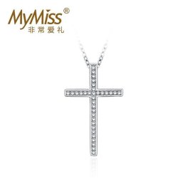 MyMiss 925银十字架项链男女情侣吊坠配饰 日韩风格项链 银饰品 守护幸福 送恋人情人节生日礼物 *4件