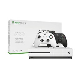Microsoft 微软 Xbox One S 1TB 游戏主机 黑白双手柄套装