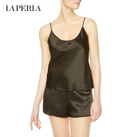 LA PERLA Silk系列 奢侈品女装蚕丝真丝绸缎舒适高贵吊带性感上衣睡衣 0002黑色 4/XL