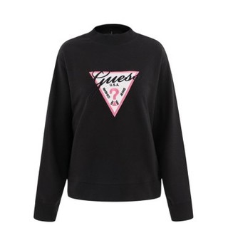 GUESS × BLACK PINK联名 女士手写白底LOGO圆领卫衣