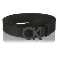 Calvin Klein 38mm Matte Leather 男士标志扣腰带