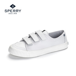 SPERRY/斯佩里女鞋 魔术贴平底小白鞋 牛皮革休闲单鞋