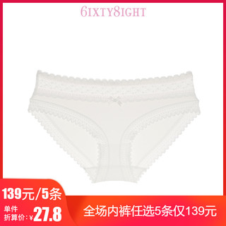 6IXTY8IGHT 68新款时尚简约纯色蕾丝少女裆棉质女士内裤女PT05877 *5件