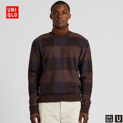 限尺码：UNIQLO 优衣库 421256  男士格纹羊毛衫