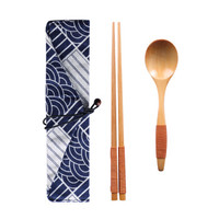 移动专享：爱思家  便携棉麻布袋筷勺刀叉餐具套装