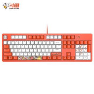 斗鱼（DOUYU.COM）DKM150 PBT热升华键帽 白光 电竞机械吃鸡键盘 橙白色 青轴