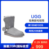【直营】UGG(UGG) CLASSIC MINI CHARMS女士经典翻毛短筒保暖雪地靴女靴1103765