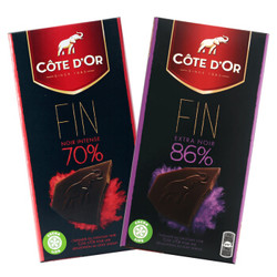 COTE D'OR 克特多 金象黑巧克力 70%+86% 100g*2块