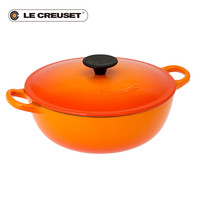 LE CREUSET 酷彩 珐琅铸铁22cm 黑珐琅深烧锅2.6L