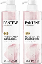 Pantene Pro-V 混合洗发水和护发素，玫瑰水无硫酸盐，不含染料，不含对羟基苯甲酸酯舒缓保湿洗发水，17.9 液体盎司套装