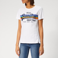 Superdry Women's V Logo Retro Rainbow Entry T-Shirt - Optic