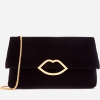 银联专享：LULU GUINNESS Velvet Half Covered Lip Issy 女士手提包