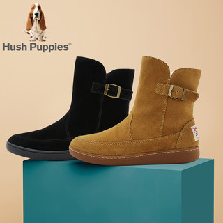 Hush-Puppies-暇步士冬季金属扣简约平底女休闲靴短靴R1K04DZ8