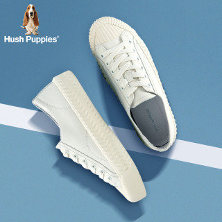 Hush Puppies 暇步士 小白鞋女饼干鞋平底增高系带休闲板鞋