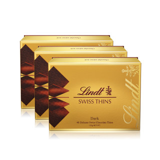 Lindt 瑞士莲 经典薄片黑巧克力 125g*3盒 礼盒装