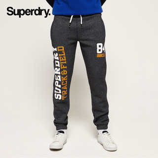 Superdry 极度干燥 2019秋冬装抽绳LOGO印花下装潮牌长裤 黑粗砂 L