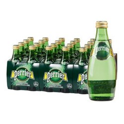 法国原装进口 巴黎水（Perrier）气泡矿泉水 原味天然矿泉水 330ml*24瓶 （玻璃瓶）整箱