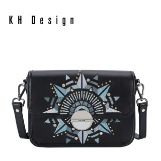 KH Design 明治 女包刺绣斜挎包真皮小方包