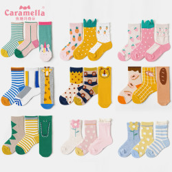 caramella 宝宝棉质中筒袜 3双