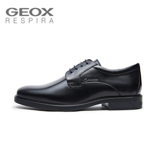 GEOX 健乐士 U BRANDOLF男士圆头系带漆皮商务正装鞋C9999 黑色42