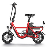 HIMIWAY嗨米 电动自行车 折叠电动车新国标迷你锂电池滑板车成人小型电瓶车代驾单车 红色 助力续航60-70公里