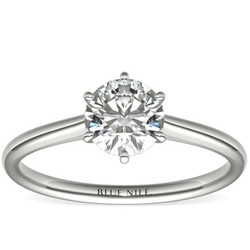 Blue Nile 铂金小巧簇新六爪单石订婚戒指 搭配1克拉钻石