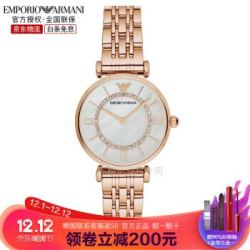 阿玛尼(Emporio Armani)满天星正品手表女 钢/皮带生日礼物镶钻女士石英腕表 金色摩天轮AR1909