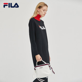 FILA 斐乐官方女子连衣裙2019冬季新款商务优雅高领绵羊毛长裙