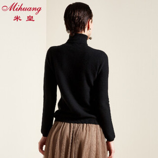 mihuang 米皇 100%纯羊绒毛衣保暖高领羊绒衫百搭打底衫 黑色 M