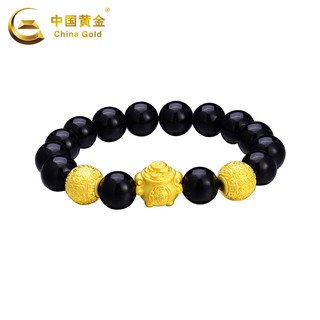 China Gold 中国黄金 GB0S020 招财进宝 黑玛瑙转运珠手串