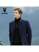 花花公子（PLAYBOYICON）男士秋冬季时尚休闲商务立领羊毛大衣