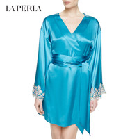 LA PERLA奢侈品女装MAISON经典系列优雅真丝绸缎睡袍 0275土耳其蓝（升级版） 2/M