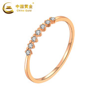 China Gold 中国黄金 钻石戒指 18k金玫瑰金邂逅皇冠女
