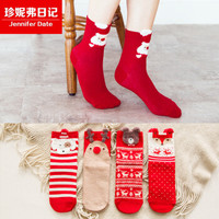 圣诞袜红色少女中筒萌袜子