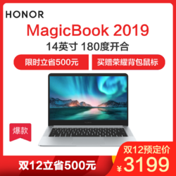 HONOR/荣耀MagicBook 2019 第三方Linux版 （AMD R5 3500U 8GB 256GB固态硬盘 冰河银）