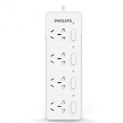 PHILIPS 飞利浦 4孔位分控 插排插线板 1.8米