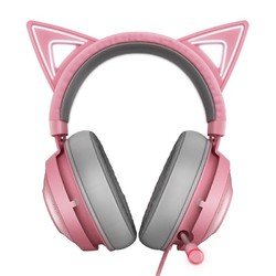 Razer雷蛇北海巨妖萌猫版粉晶可爱女生USB电竞游戏头戴式耳机