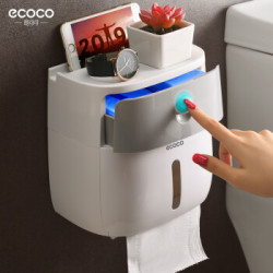意可可(ecoco) 卫生间纸巾盒厕所卫生纸置物架厕纸盒免打孔防水卷纸筒创意抽纸盒 北欧灰+白