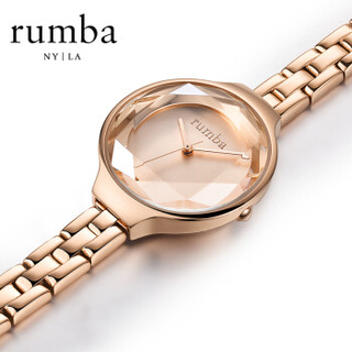 RumbaTime手表女 欧美时尚女士手表 进口女表石英钢带情侣手表女款 玫瑰金 *2件