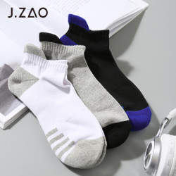 J.ZAO 京造 男士运动袜 休闲棉袜毛巾底运动吸汗跑步男袜 3双装 混色 均码 混色 *5件