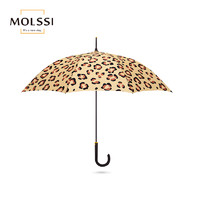 MOLSSI时尚豹纹雨伞 男女直柄伞长柄防风半自动伞创意折叠晴雨伞