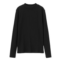 GU 极优 322349 女装罗纹高领T恤 (黑色、S)