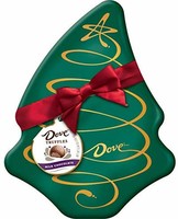 DOVE 牛奶巧克力松露圣诞树礼品盒，5.64 盎司罐装