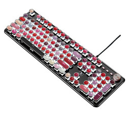 新盟（Technology）K520机械青轴键盘樱花 粉色办公键盘口红色-白光青轴