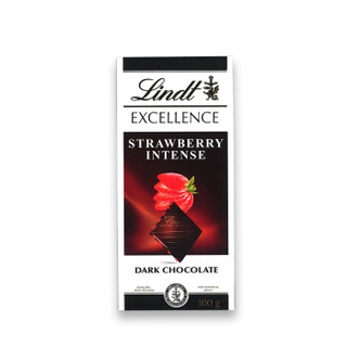 Lindt 瑞士莲 特醇排装草莓味黑巧克力100g