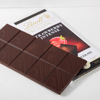 Lindt 瑞士莲 特醇排装草莓味黑巧克力100g